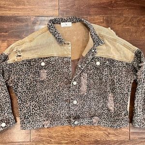 Leopard Jean Crop Jacket